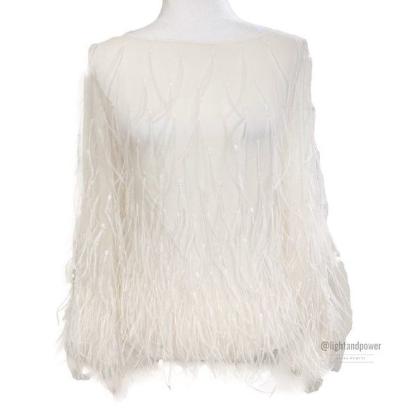St. John Tops - St. John Couture Ostrich Feather Silk Blouse 12